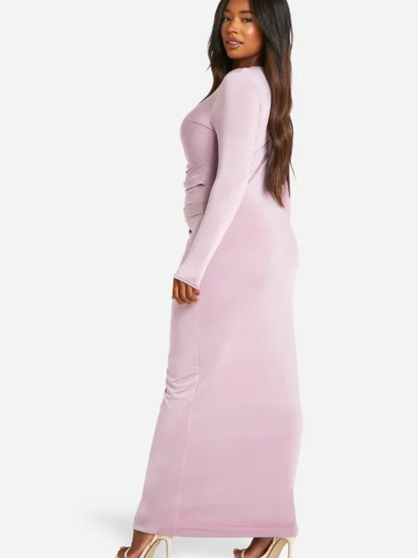 Outlet 5 Outlet -BamBam Fashion Shop female mauve plus double slinky ruched maxi dress 1