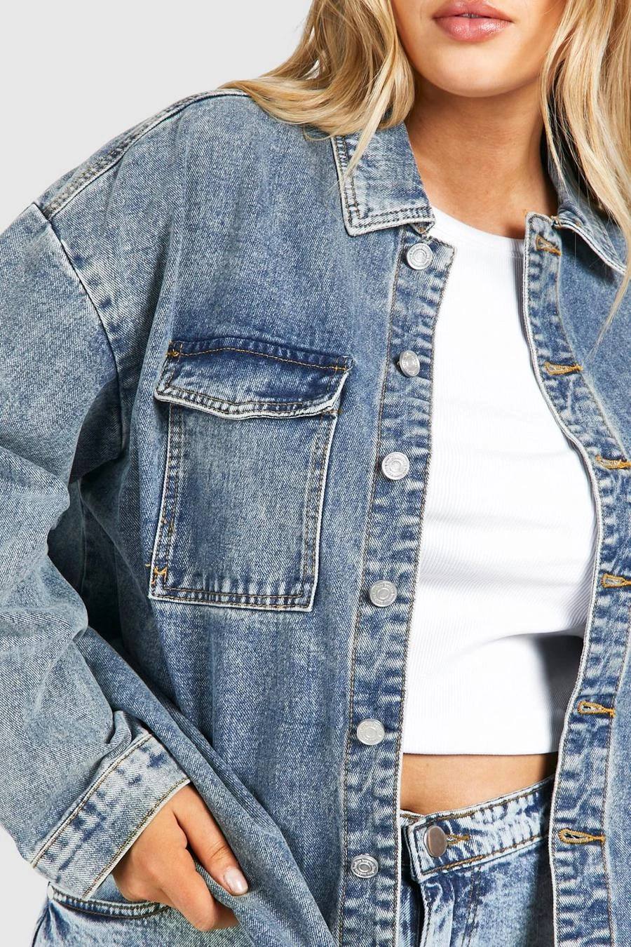 BOOHOO Plus Pocket Denim Shirt 4 BOOHOO Plus Pocket Denim Shirt - Image 4