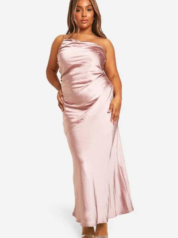 Outlet -BamBam Fashion Shop female mink plus bridesmaid satin asymmetric maxi dress