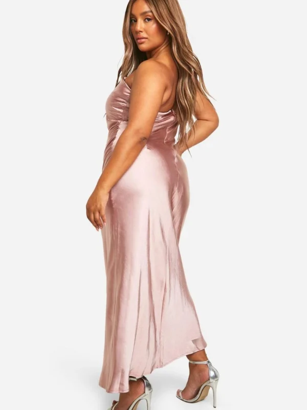 Outlet -BamBam Fashion Shop female mink plus bridesmaid satin asymmetric maxi dress 1 1