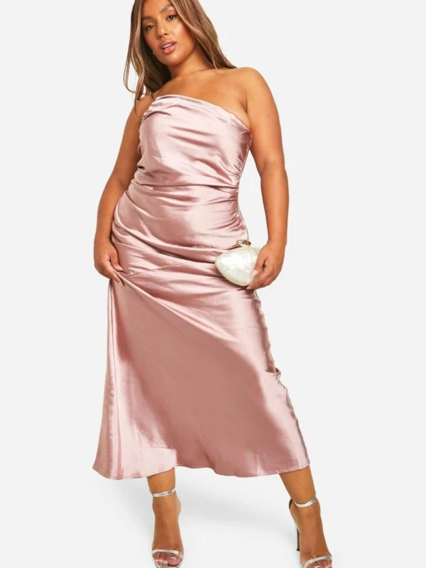 Outlet -BamBam Fashion Shop female mink plus bridesmaid satin asymmetric maxi dress 1 2