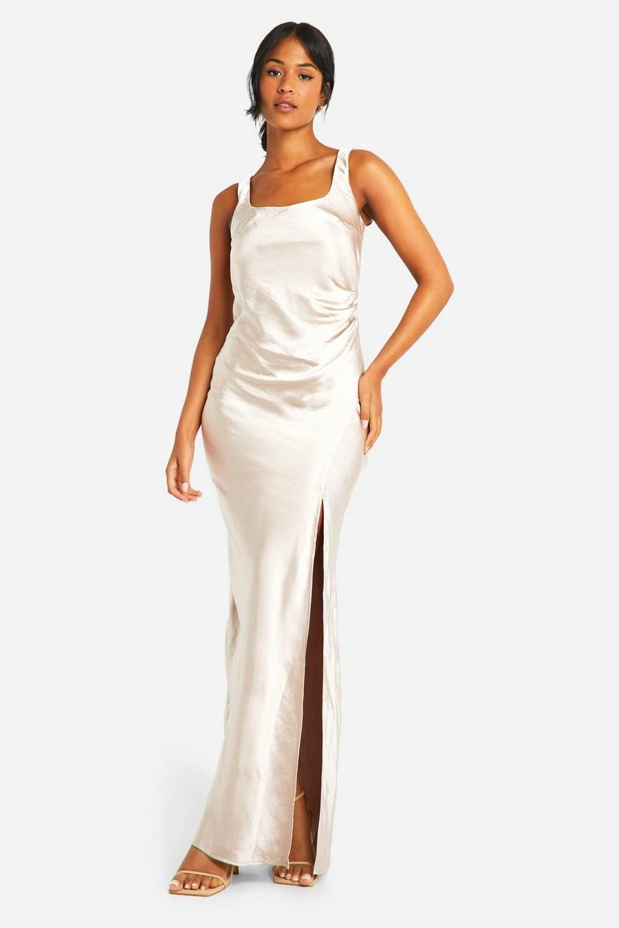 BOOHOO Tall Bridesmaid Satin Square Neck Maxi Dress 3 BOOHOO Tall Bridesmaid Satin Square Neck Maxi Dress - Image 3