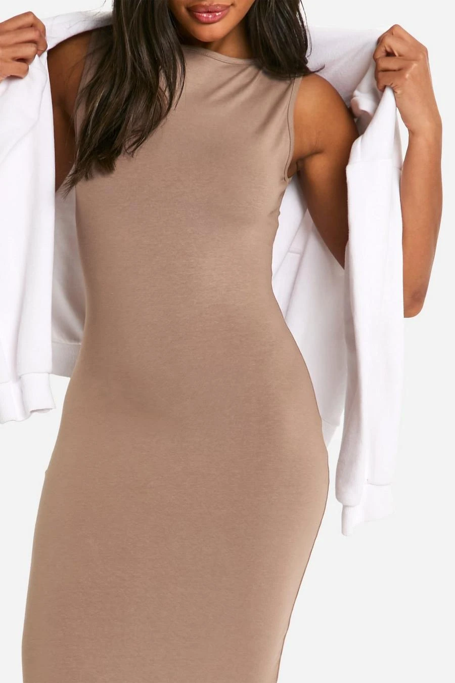 BOOHOO Basic Tan Midaxi Dress 4 BOOHOO Basic Tan Midaxi Dress - Image 4