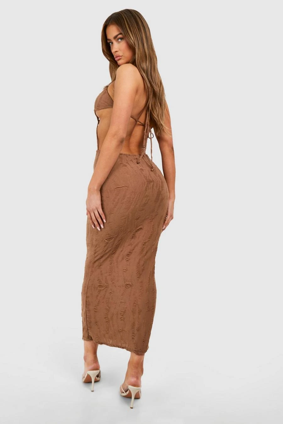 BOOHOO Ladder Knit Cut Out Maxi Dress 2 BOOHOO Ladder Knit Cut Out Maxi Dress - Image 2