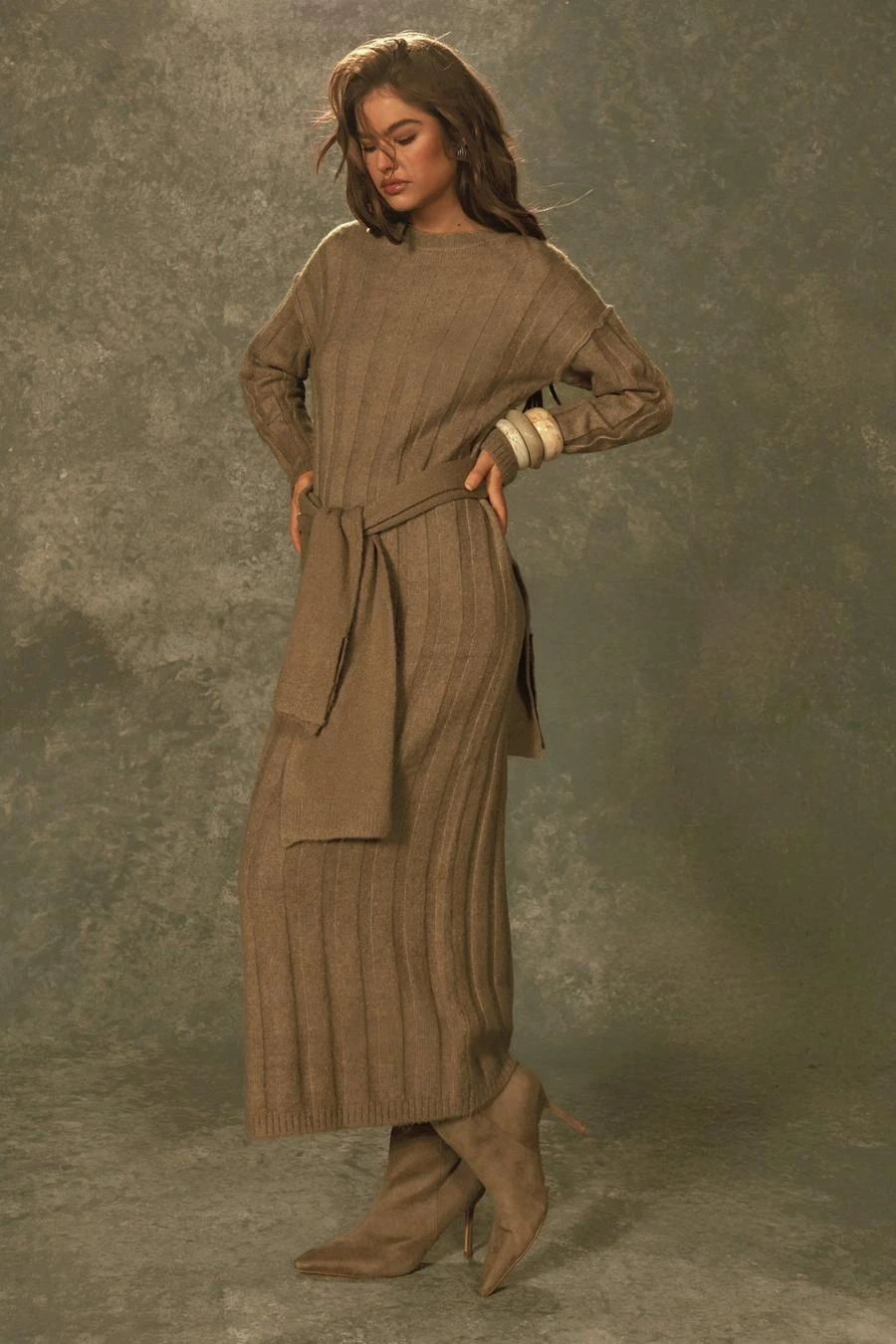 BOOHOO Wide Soft Rib Knitted Maxi Dress 1 BOOHOO Wide Soft Rib Knitted Maxi Dress