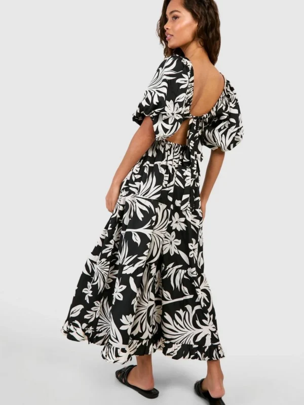 Outlet 8 Outlet -BamBam Fashion Shop female mono printed puff sleeve maxi 1