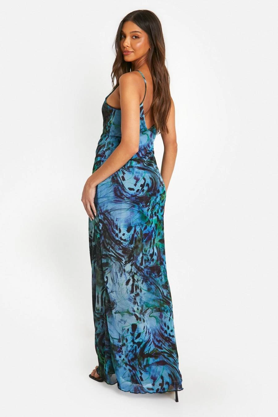 BOOHOO Blur Print Mesh Cami Maxi Dress 2 BOOHOO Blur Print Mesh Cami Maxi Dress - Image 2