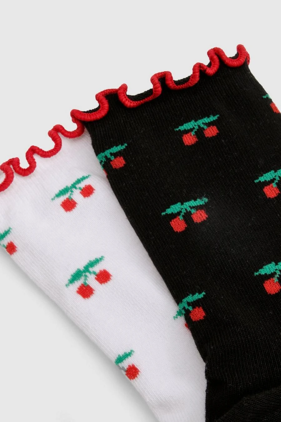 BOOHOO Contrast Frill Cherry Pattern Sock 2 Pack 3 BOOHOO Contrast Frill Cherry Pattern Sock 2 Pack - Image 3
