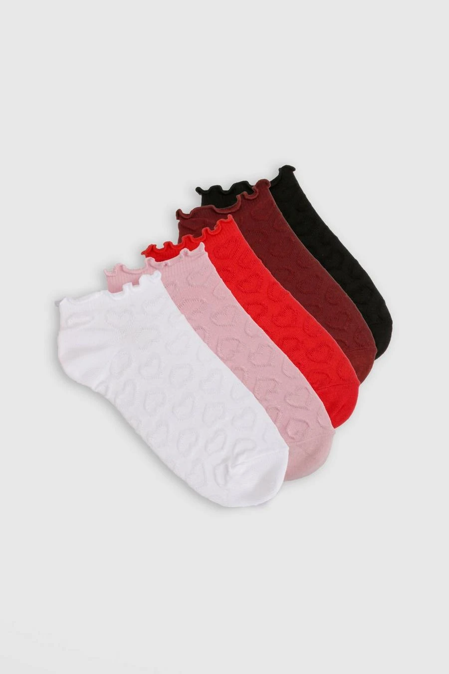BOOHOO Embossed Heart Ankle Sock 5 Pack 1 BOOHOO Embossed Heart Ankle Sock 5 Pack