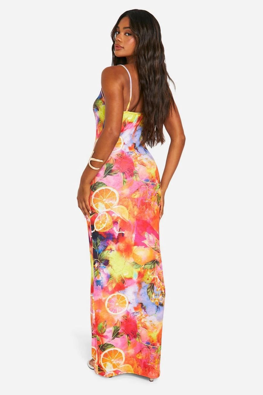 BOOHOO Fruit Print Textured Sheer Maxi Dress 2 BOOHOO Fruit Print Textured Sheer Maxi Dress - Image 2