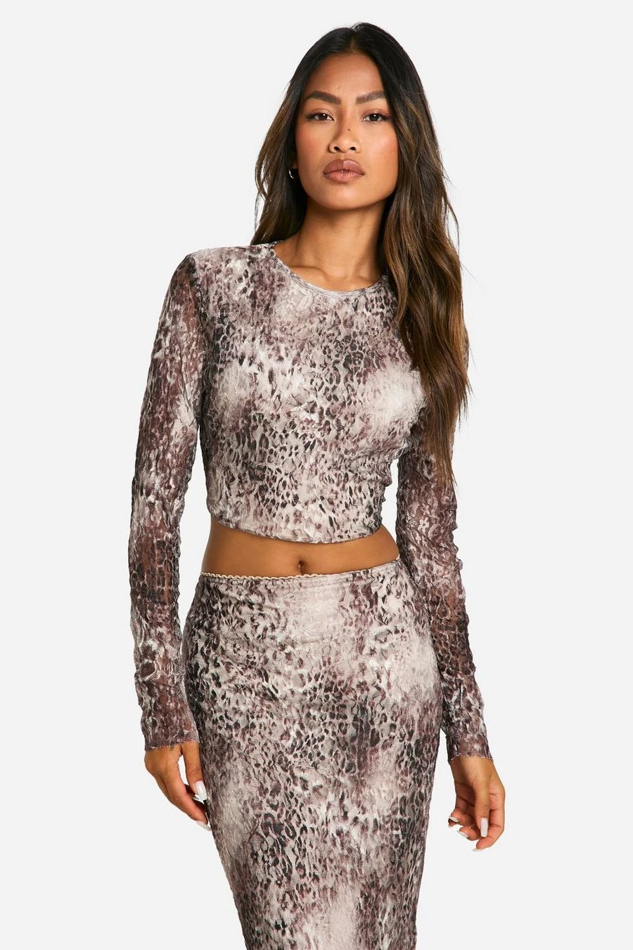 Lookbook -BamBam Fashion Shop female multi leopard printed lace long sleeve top