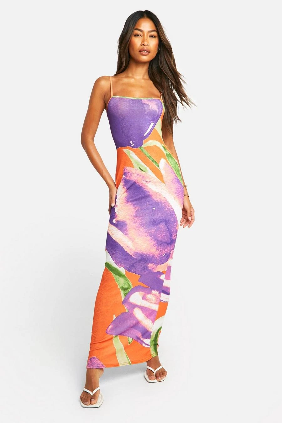 BOOHOO Textured Sheer Floral Strappy Maxi Dress 1 BOOHOO Textured Sheer Floral Strappy Maxi Dress