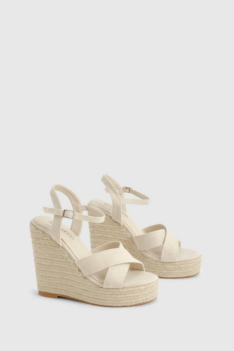 BOOHOO Crossover Linen 2 Part Wedges 2 BOOHOO Crossover Linen 2 Part Wedges - Image 2