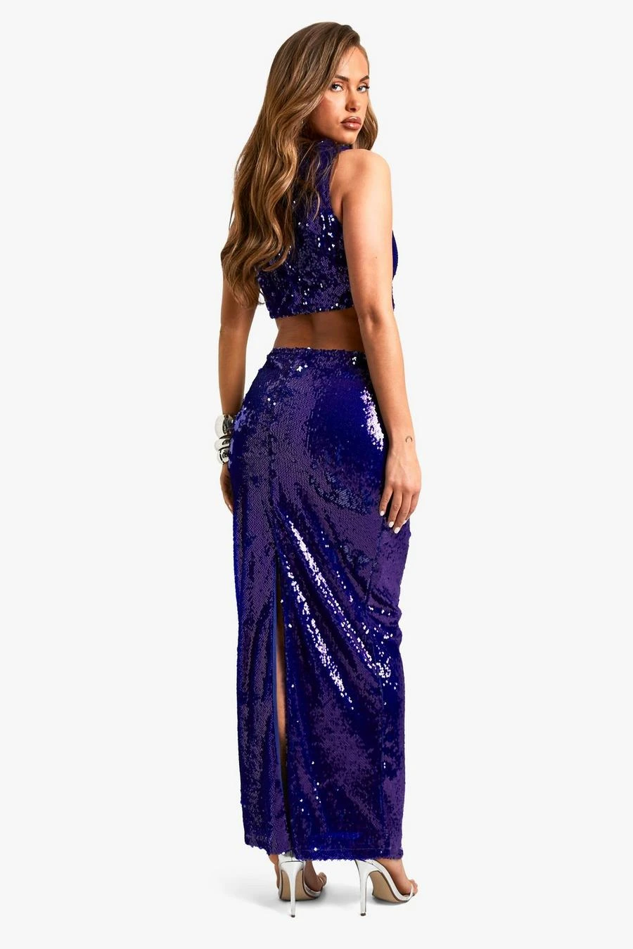 BOOHOO Sequin Knot Detail Cut Out Maxi Dress 2 BOOHOO Sequin Knot Detail Cut Out Maxi Dress - Image 2