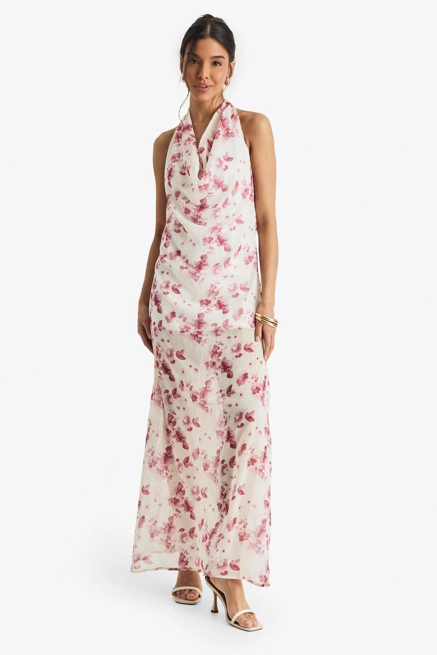 BOOHOO Crinkle Chiffon Cowl Neck Maxi Dress 3 BOOHOO Crinkle Chiffon Cowl Neck Maxi Dress - Image 3