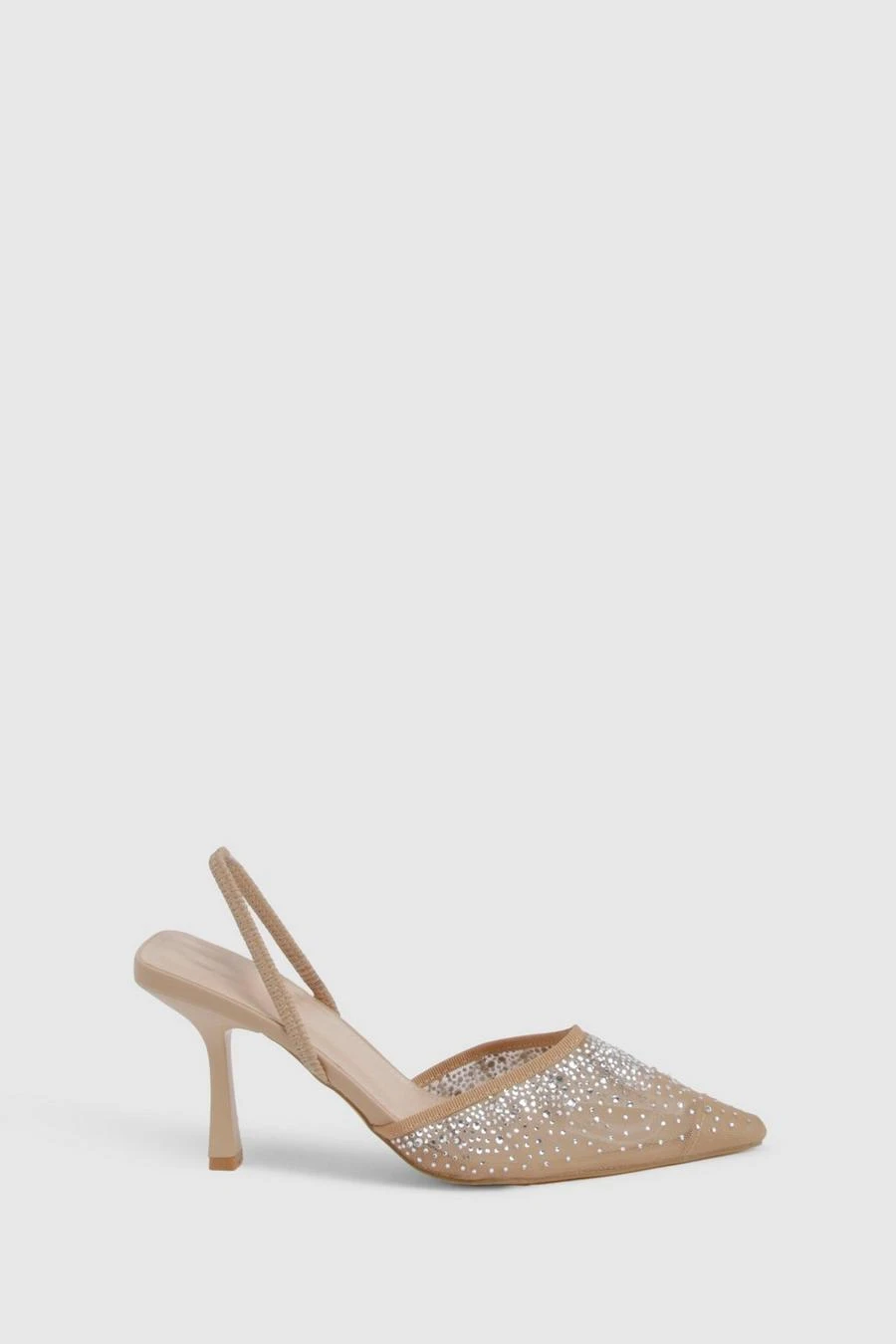 BOOHOO Embellished Mesh Detail Slingback Court Shoes 3 BOOHOO Embellished Mesh Detail Slingback Court Shoes - Image 3