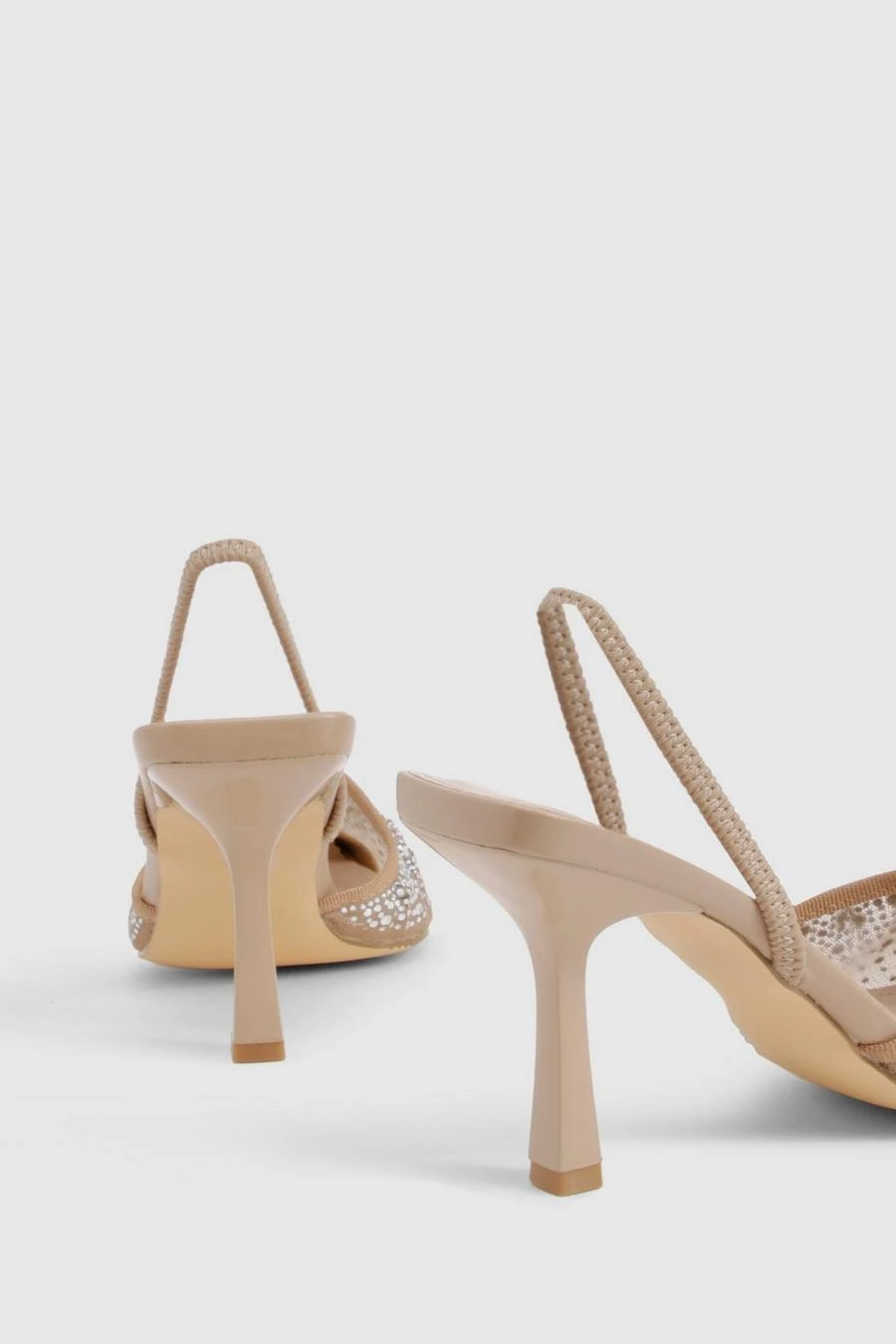 BOOHOO Embellished Mesh Detail Slingback Court Shoes 4 BOOHOO Embellished Mesh Detail Slingback Court Shoes - Image 4
