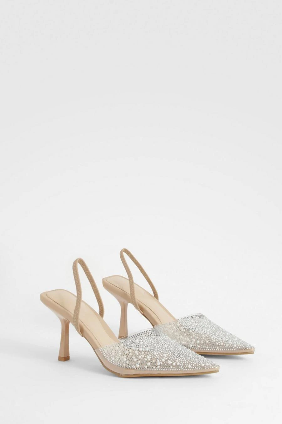 BOOHOO Pearl Embellished Slingback Court Heels 1 BOOHOO Pearl Embellished Slingback Court Heels