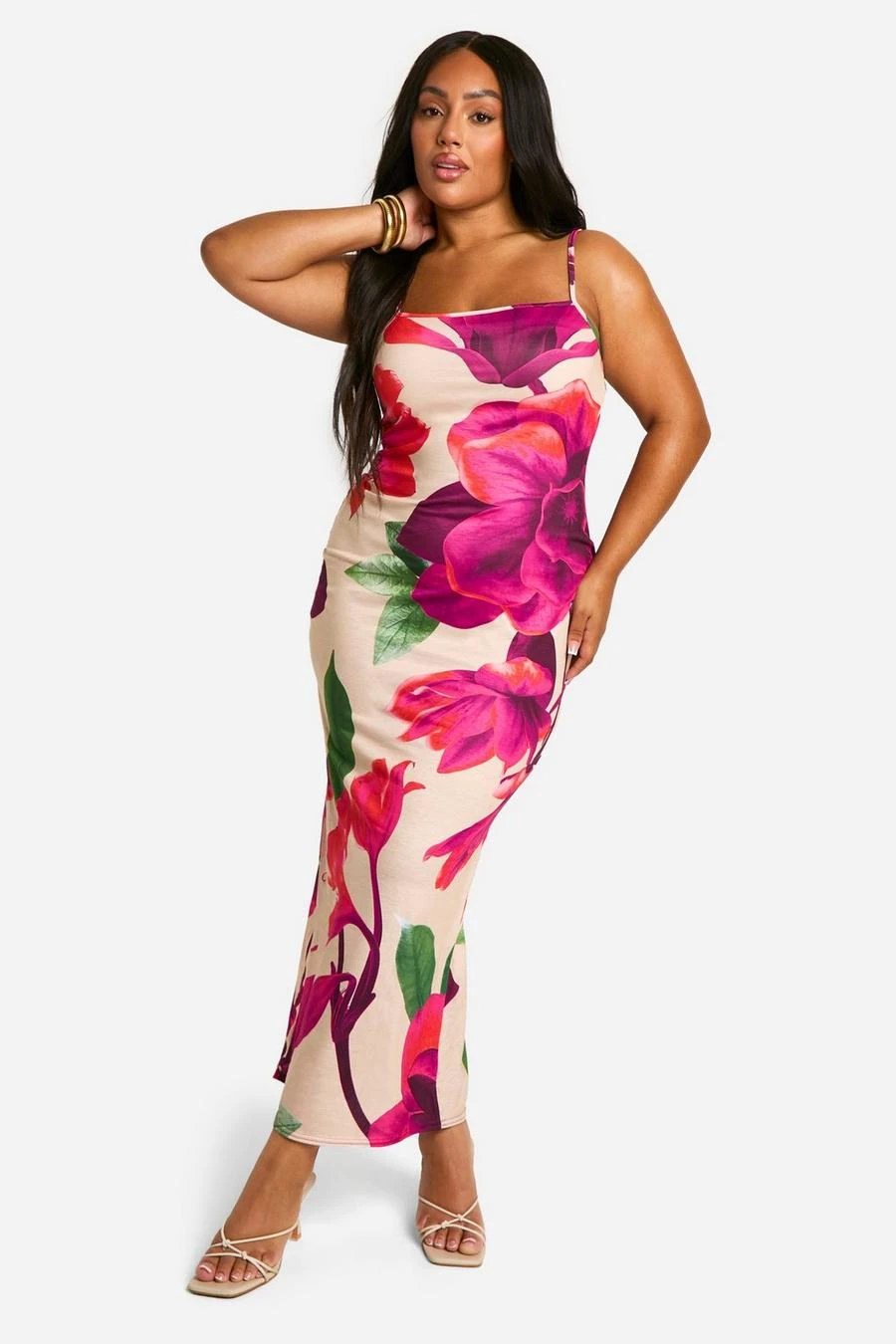 BOOHOO Plus Floral Print Strappy Maxi Dress 3 BOOHOO Plus Floral Print Strappy Maxi Dress - Image 3