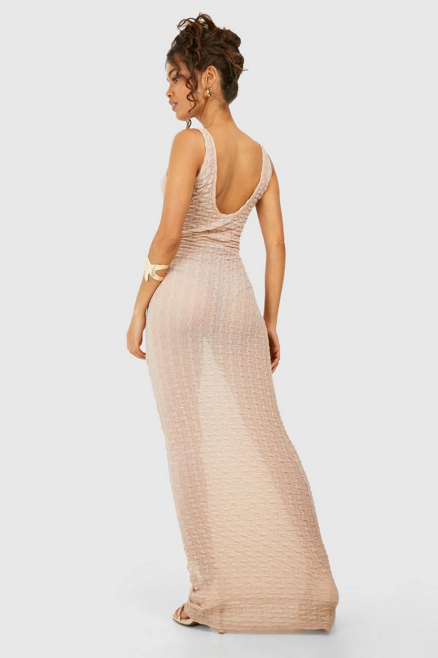 BOOHOO Scoop Neck Sheer Maxi Dress 2 BOOHOO Scoop Neck Sheer Maxi Dress - Image 2