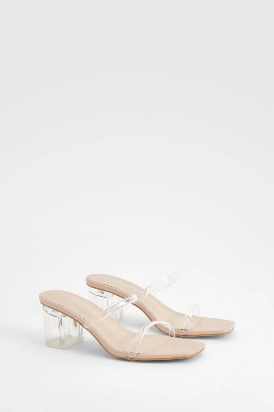 BOOHOO Wide Fit Clear Low Block Heeled Mules 1 BOOHOO Wide Fit Clear Low Block Heeled Mules
