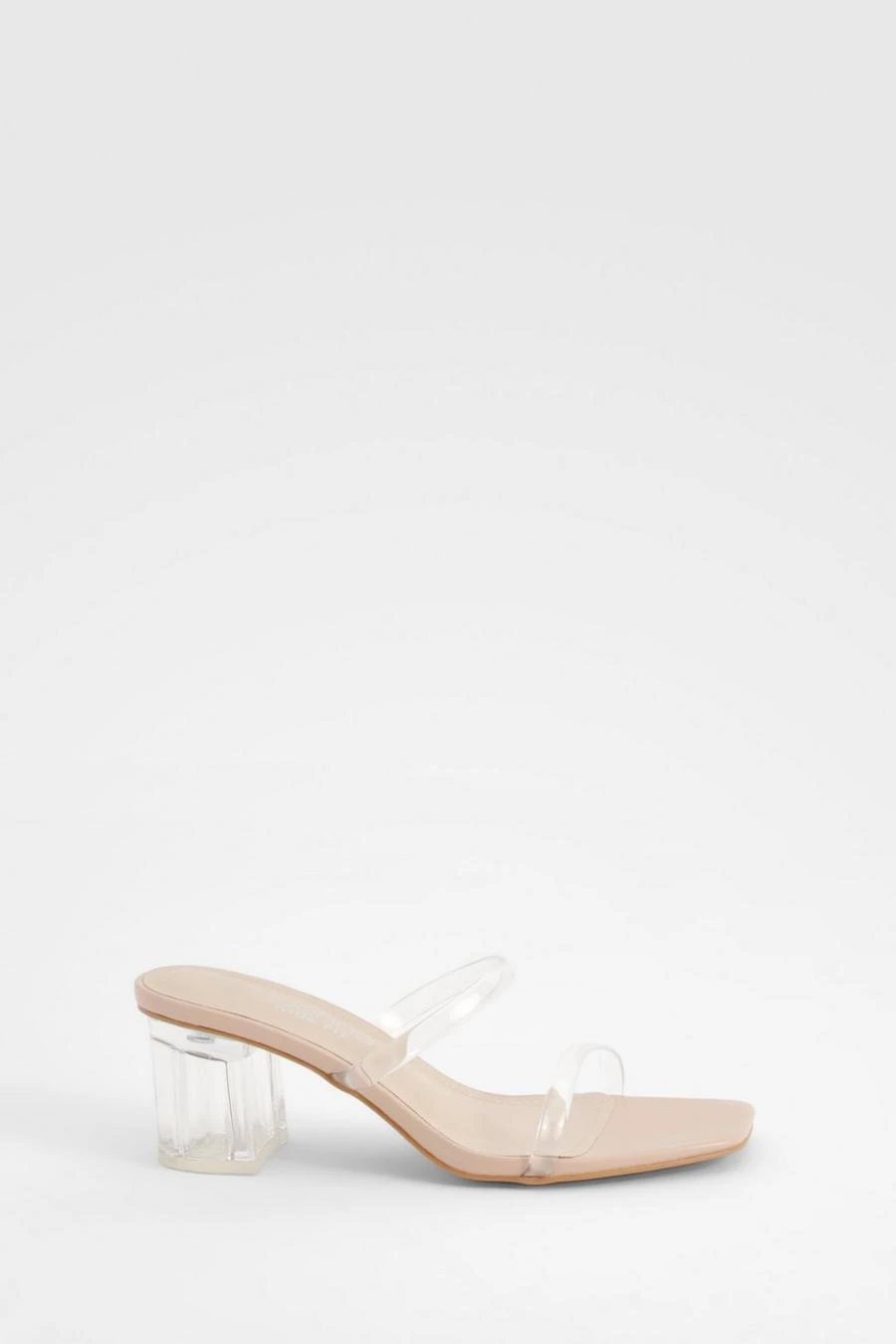 BOOHOO Wide Fit Clear Low Block Heeled Mules 2 BOOHOO Wide Fit Clear Low Block Heeled Mules - Image 2