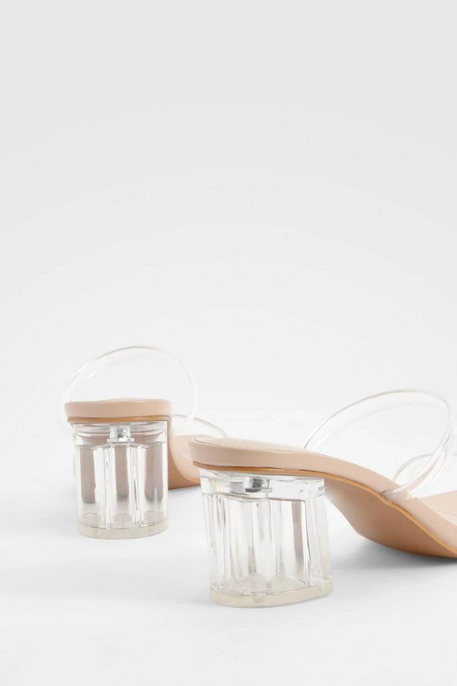 BOOHOO Wide Fit Clear Low Block Heeled Mules 3 BOOHOO Wide Fit Clear Low Block Heeled Mules - Image 3