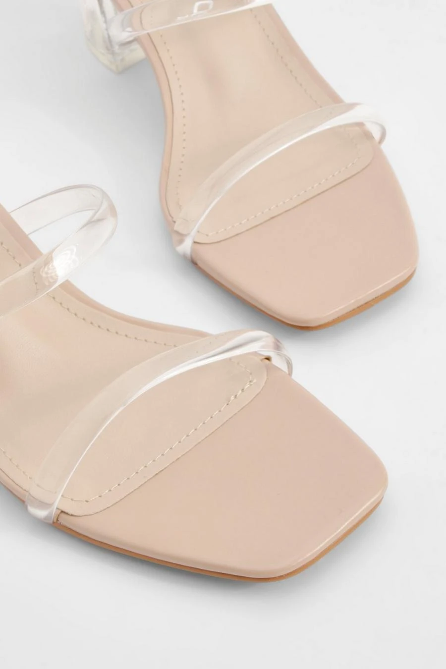 BOOHOO Wide Fit Clear Low Block Heeled Mules 4 BOOHOO Wide Fit Clear Low Block Heeled Mules - Image 4