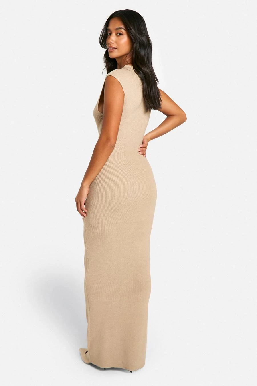 BOOHOO Petite Premium Rib Knit Tie Waist Detail Maxi Dress 2 BOOHOO Petite Premium Rib Knit Tie Waist Detail Maxi Dress - Image 2