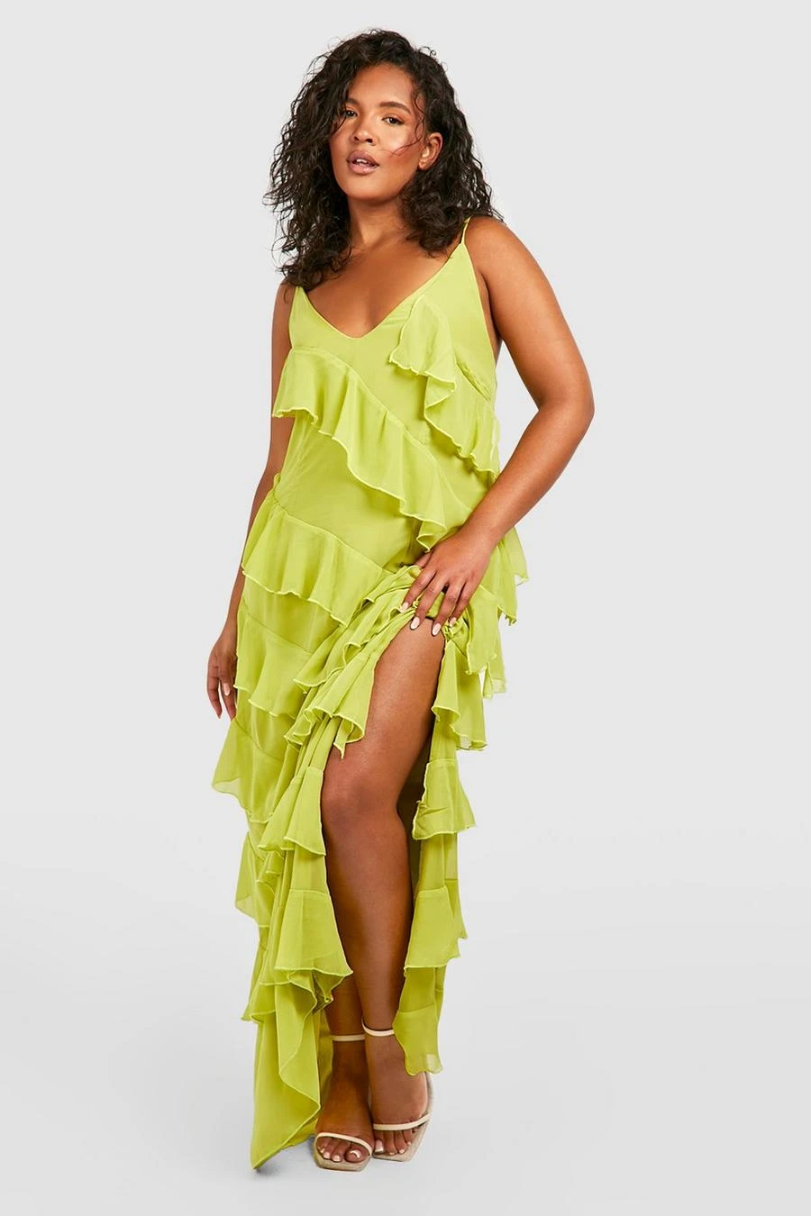 BOOHOO Plus Ruffle Strappy Maxi Dress 1 BOOHOO Plus Ruffle Strappy Maxi Dress
