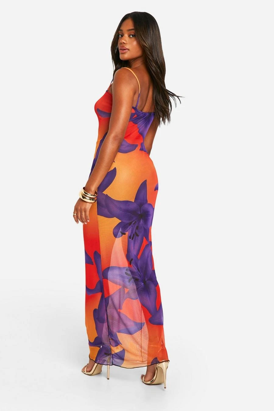 BOOHOO Floral Mesh Strappy Maxi Dress 2 BOOHOO Floral Mesh Strappy Maxi Dress - Image 2