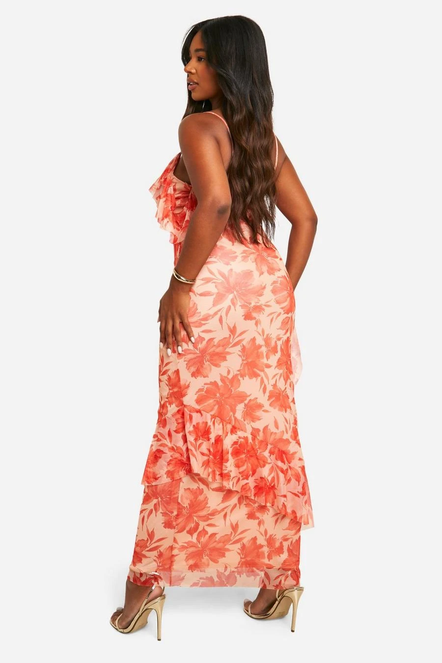 BOOHOO Plus Floral Print Ruffle Maxi Dress 2 BOOHOO Plus Floral Print Ruffle Maxi Dress - Image 2