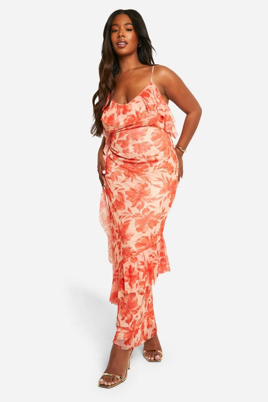 BOOHOO Plus Floral Print Ruffle Maxi Dress 3 BOOHOO Plus Floral Print Ruffle Maxi Dress - Image 3