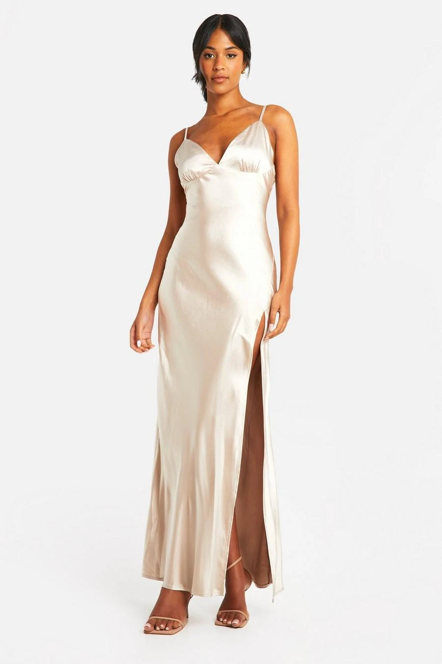 BOOHOO Tall Bridesmaid Satin Strappy Maxi Dress 3 BOOHOO Tall Bridesmaid Satin Strappy Maxi Dress - Image 3