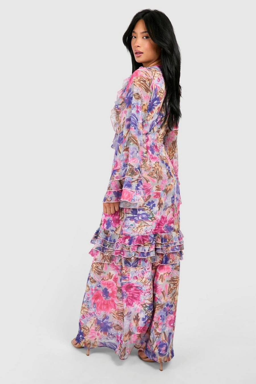 BOOHOO Petite Floral Ruffle Flare Sleeve Woven Maxi Dress 2 BOOHOO Petite Floral Ruffle Flare Sleeve Woven Maxi Dress - Image 2