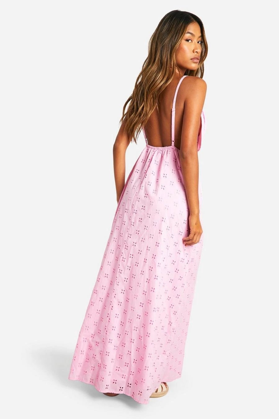 BOOHOO Broderie Strappy Maxi Dress 2 BOOHOO Broderie Strappy Maxi Dress - Image 2