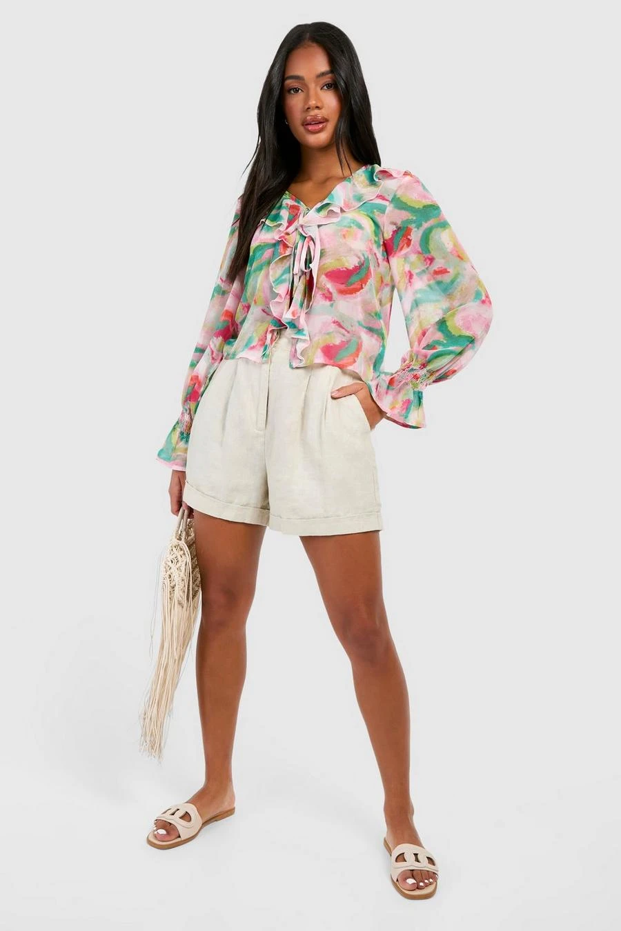 BOOHOO Chiffon Print Ruffle Blouse 3 BOOHOO Chiffon Print Ruffle Blouse - Image 3