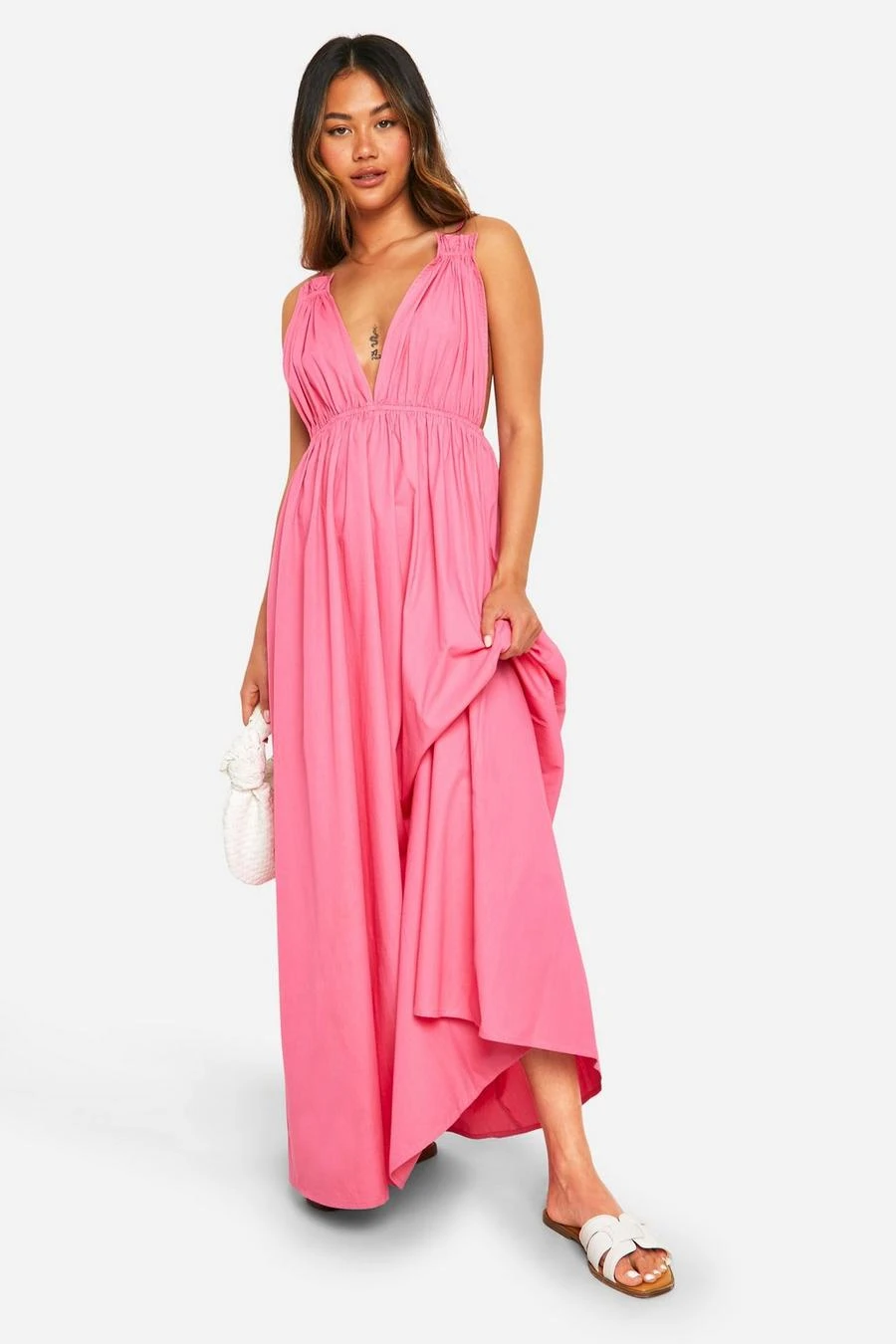 BOOHOO Cotton Poplin Strappy Maxi Dress 3 BOOHOO Cotton Poplin Strappy Maxi Dress - Image 3