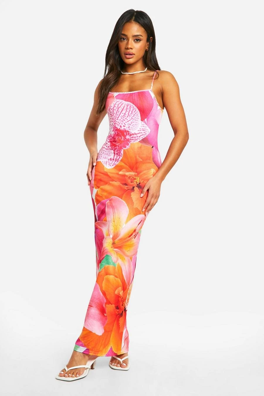 BOOHOO Floral Print Strappy Maxi Dress 1 BOOHOO Floral Print Strappy Maxi Dress