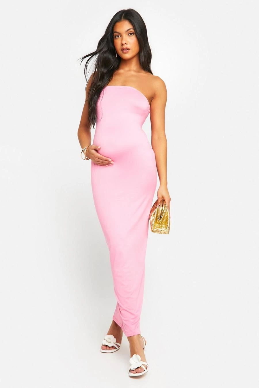 BOOHOO Maternity Super Soft Bandeau Maxi Dress 1 BOOHOO Maternity Super Soft Bandeau Maxi Dress