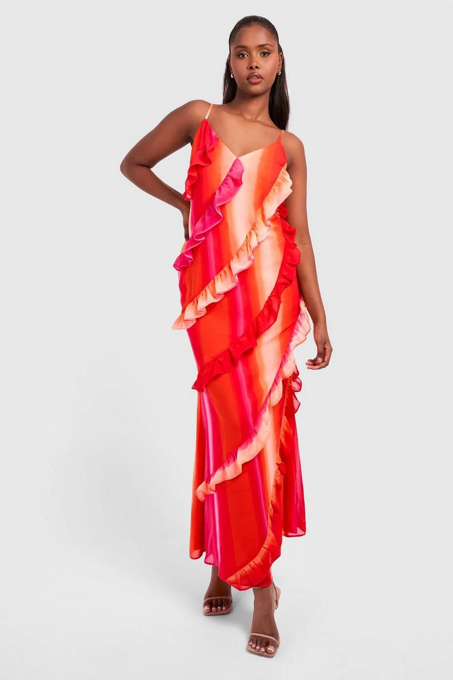 BOOHOO Ombre Ruffle Tiered Maxi Dress 1 BOOHOO Ombre Ruffle Tiered Maxi Dress
