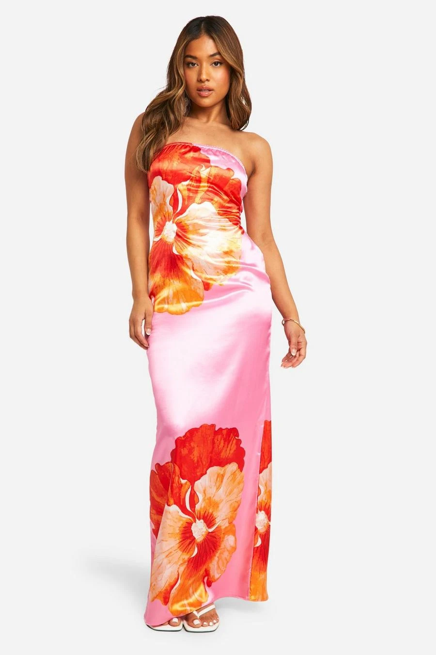 BOOHOO Petite Satin Floral Maxi Dress 3 BOOHOO Petite Satin Floral Maxi Dress - Image 3