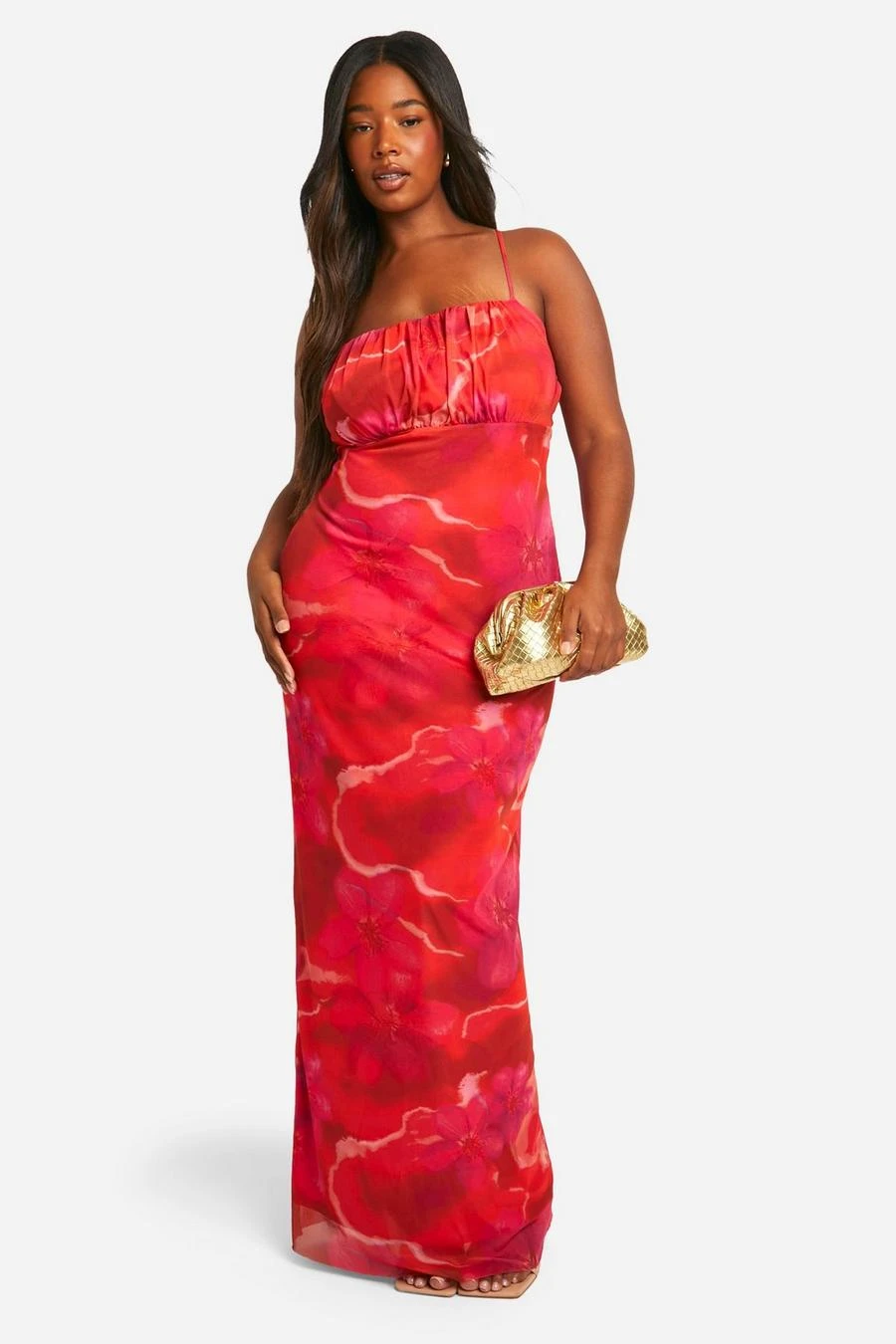 BOOHOO Plus Abstract Floral Strappy Maxi Dress 3 BOOHOO Plus Abstract Floral Strappy Maxi Dress - Image 3