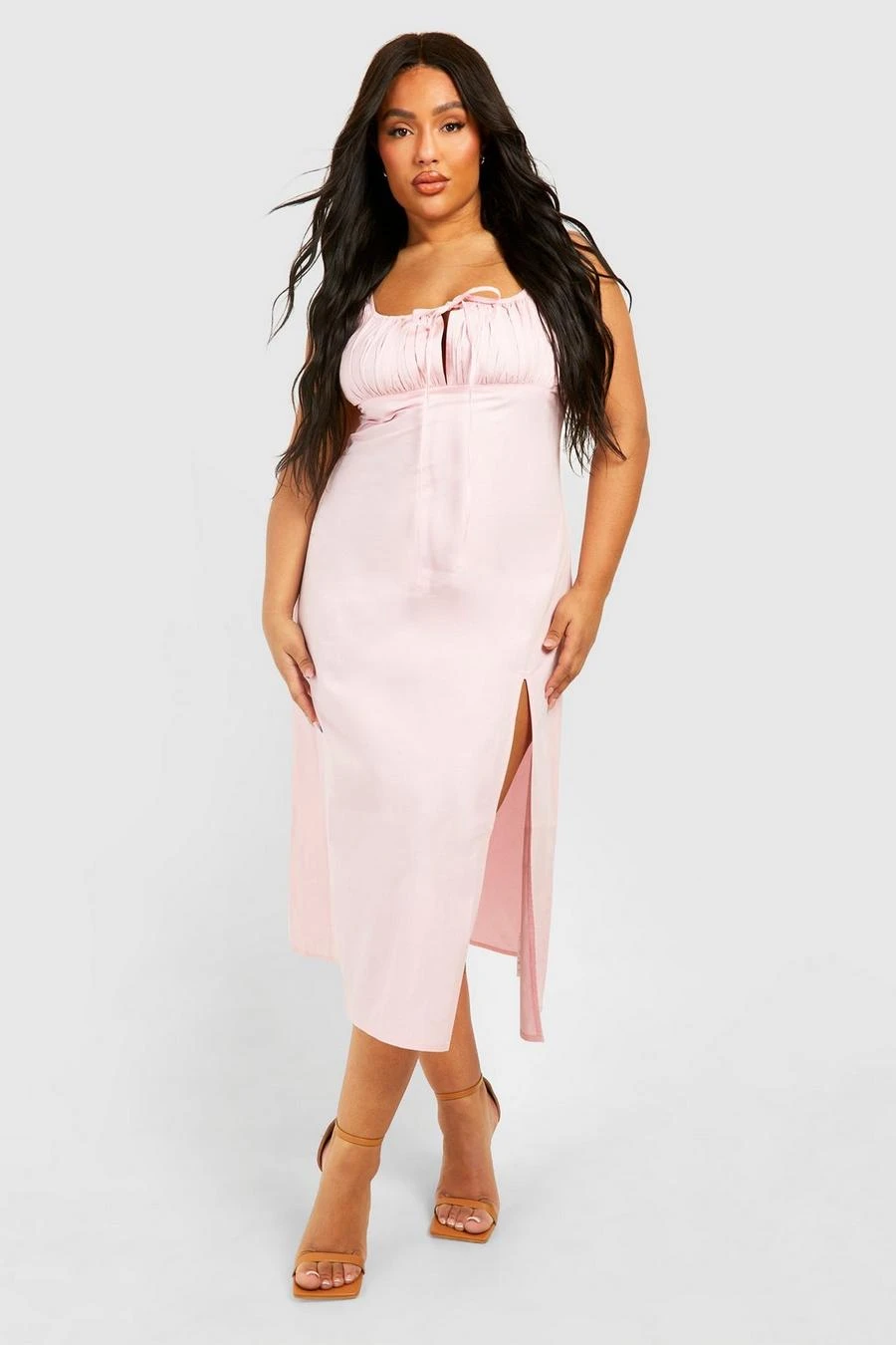 BOOHOO Plus Woven Ruched Bust Detail Midi Dress 3 BOOHOO Plus Woven Ruched Bust Detail Midi Dress - Image 3