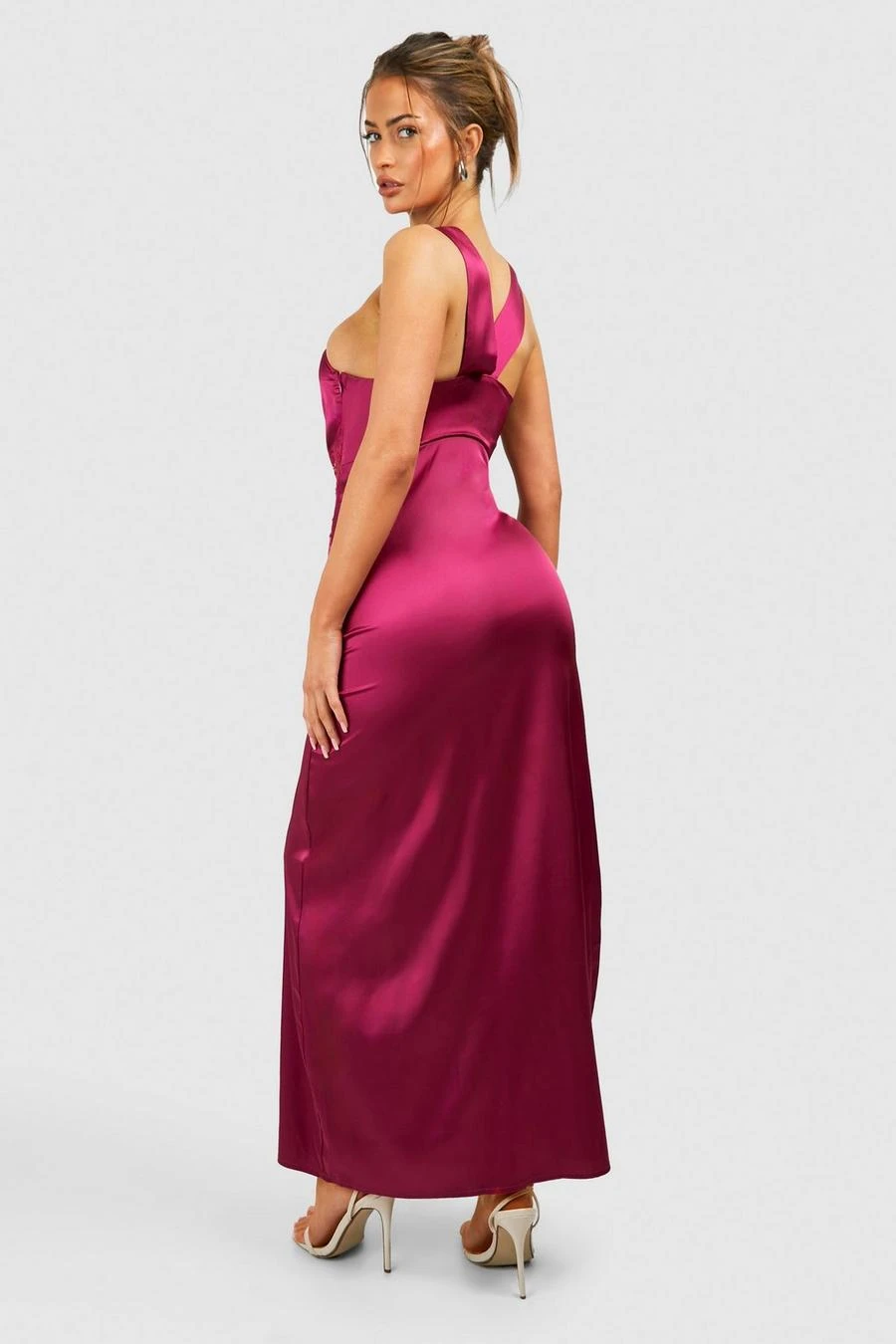 BOOHOO Satin Lace Trim Cut Out Maxi Slip Dress 2 BOOHOO Satin Lace Trim Cut Out Maxi Slip Dress - Image 2