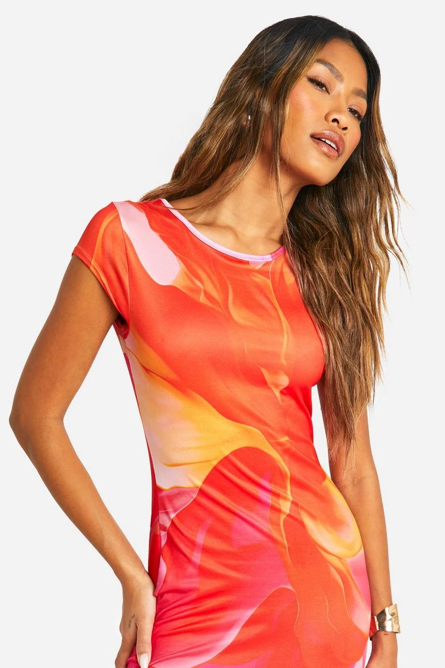 BOOHOO Super Soft Cap Sleeve Tie Dye Maxi Dress 3 BOOHOO Super Soft Cap Sleeve Tie Dye Maxi Dress - Image 3