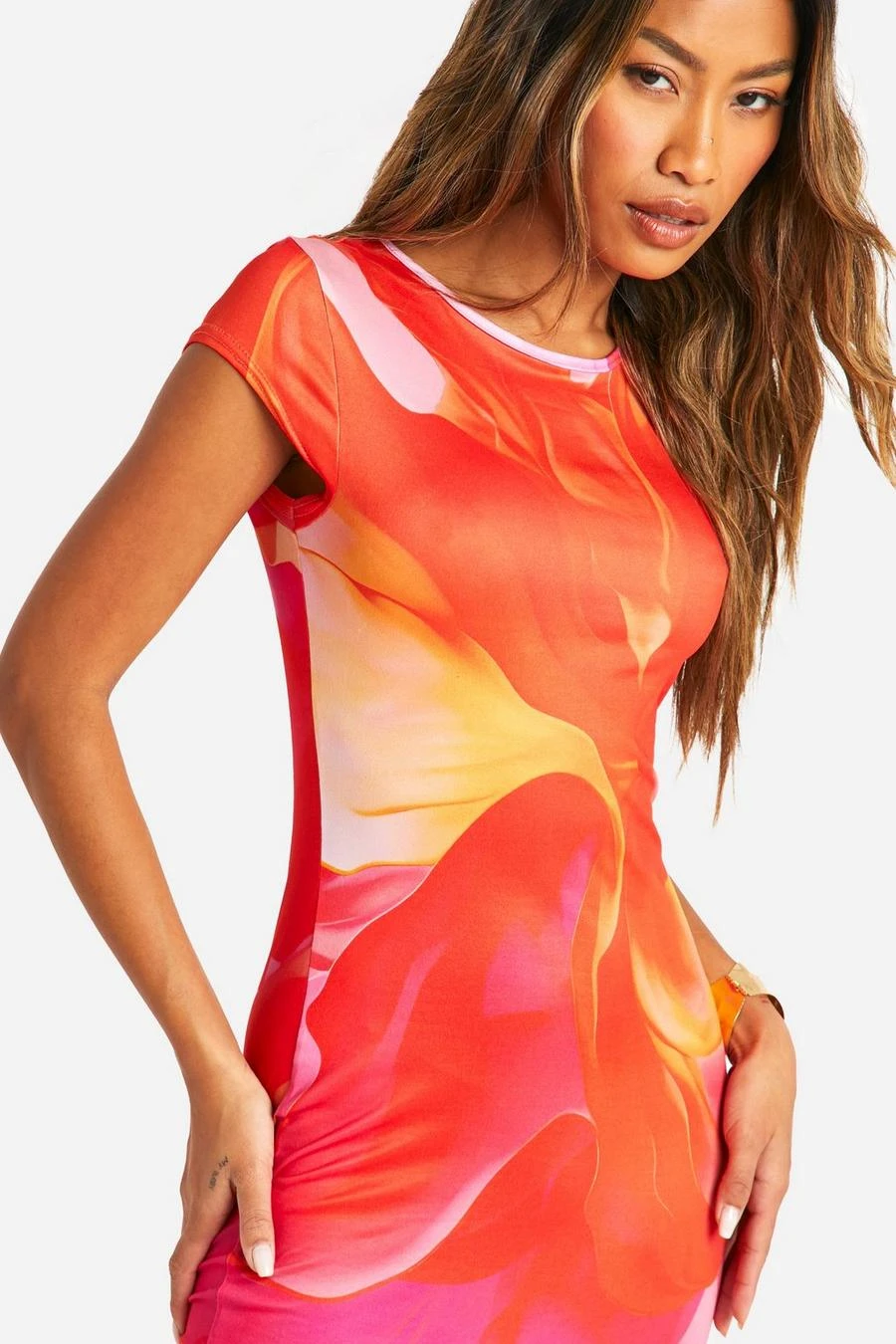 BOOHOO Super Soft Cap Sleeve Tie Dye Maxi Dress 4 BOOHOO Super Soft Cap Sleeve Tie Dye Maxi Dress - Image 4