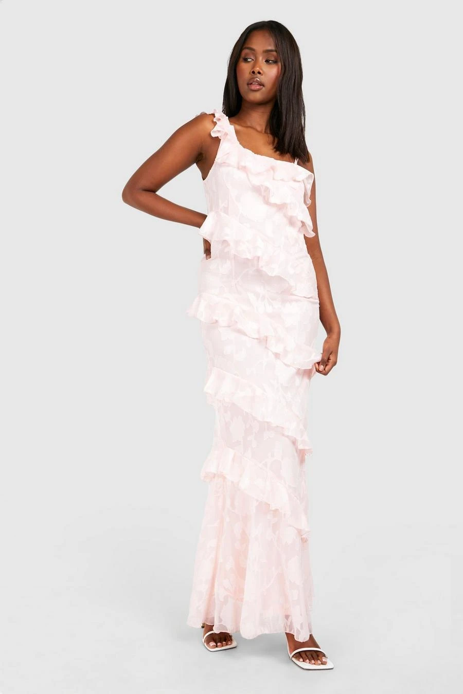 BOOHOO Textured Ruffle Asymmetric Maxi Dress 3 BOOHOO Textured Ruffle Asymmetric Maxi Dress - Image 3