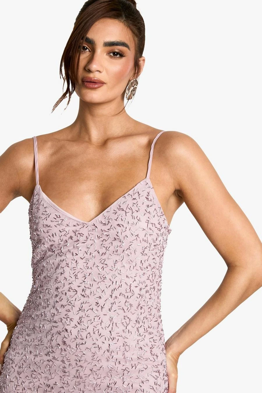 BOOHOO V Neck Hand Embellished Maxi Dress 4 BOOHOO V Neck Hand Embellished Maxi Dress - Image 4