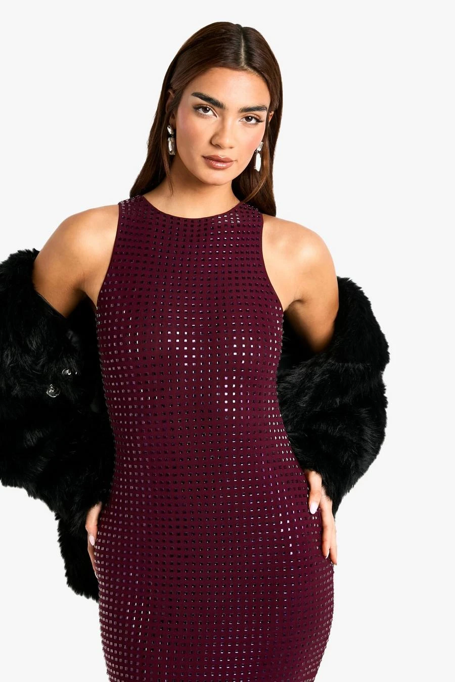 BOOHOO Premium Hot Fix Racer Neck Maxi Dress 4 BOOHOO Premium Hot Fix Racer Neck Maxi Dress - Image 4